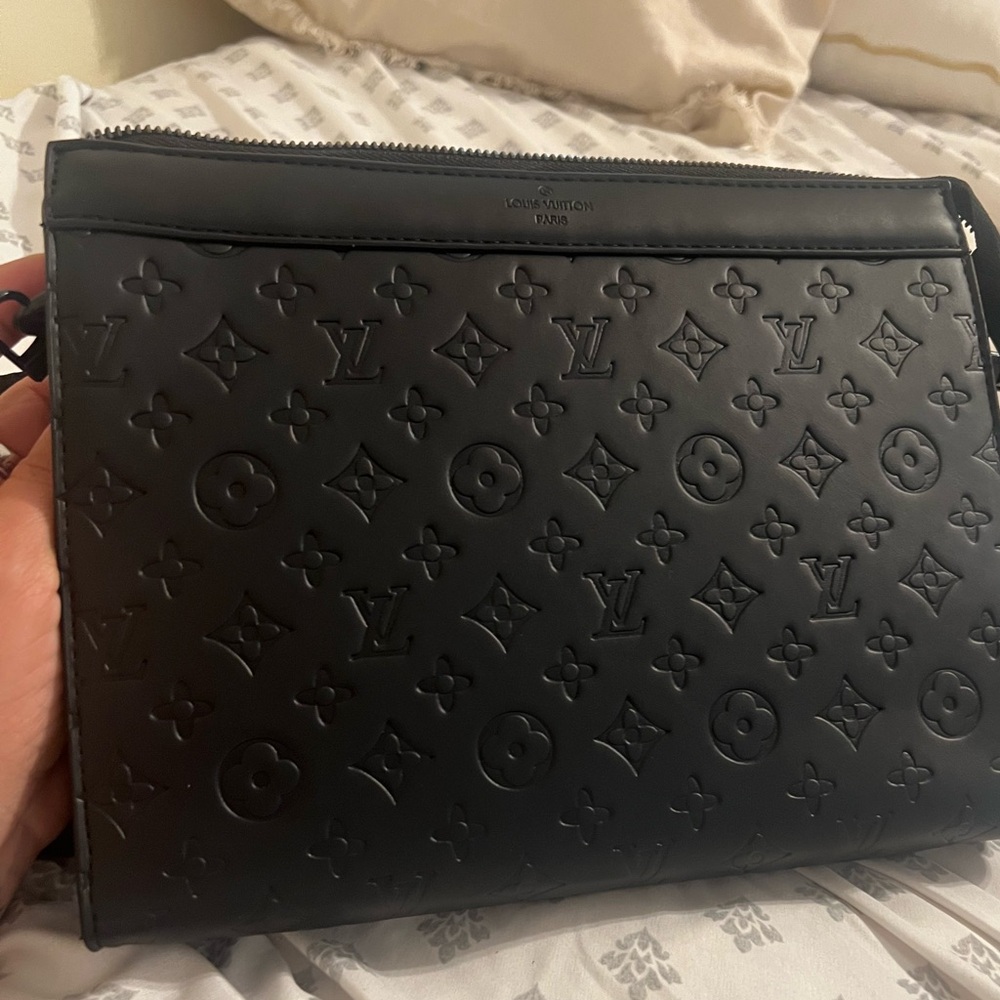 Louis Vuitton Embossed Black Messenger Bag